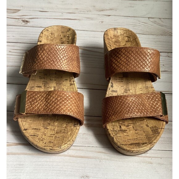 Vionic Pepper Wedge Women’s Leather Sandals Brown W/Gold Accents Size 7 - Picture 2 of 7